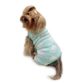 Ultra Plush Fluffy Clouds Front Sleeveless Pajamas (Color: Green, size: XS)