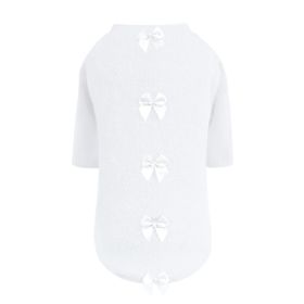Dainty Bow Sweater (Color: White, size: XS)
